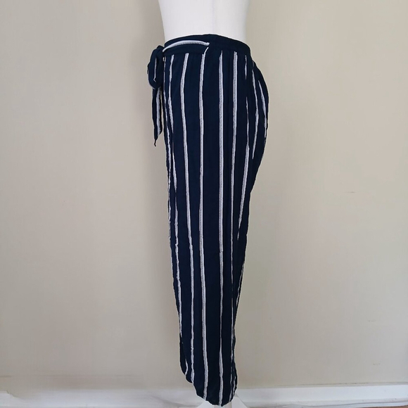 Faithfull the Brand Bittersweet Boho Pants Navy Blue & White Stripe Size Medium - Picture 6 of 7